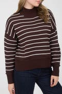 Blu Pepper Stripe Mock Neck Sweater
