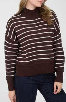 Blu Pepper Stripe Mock Neck Sweater