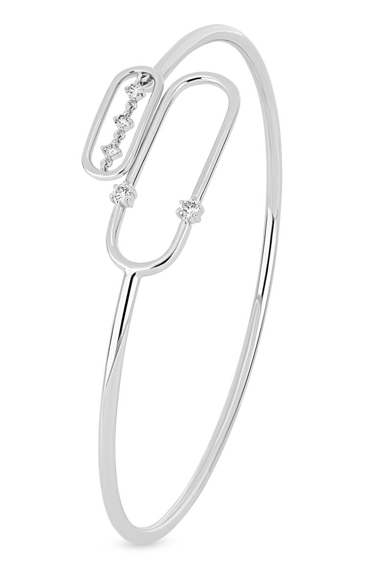 18K Gold Liora Diamond Bangle Bracelet, Alternate, color, 18K WHITE GOLD/ DIAMOND