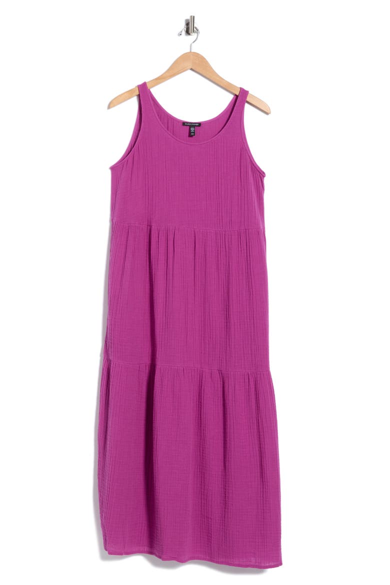 Sleeveless Organic Cotton Gauze Tiered Maxi Dress, Alternate, color, GRAPE
