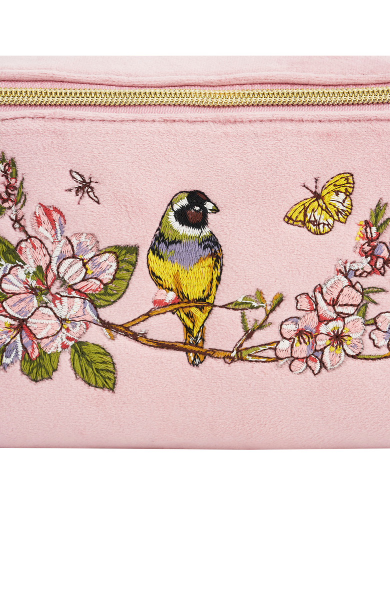 Fable England Love Velvet Embroidered Cosmetic Pouch, Alternate, color, Light/Pastel Pink