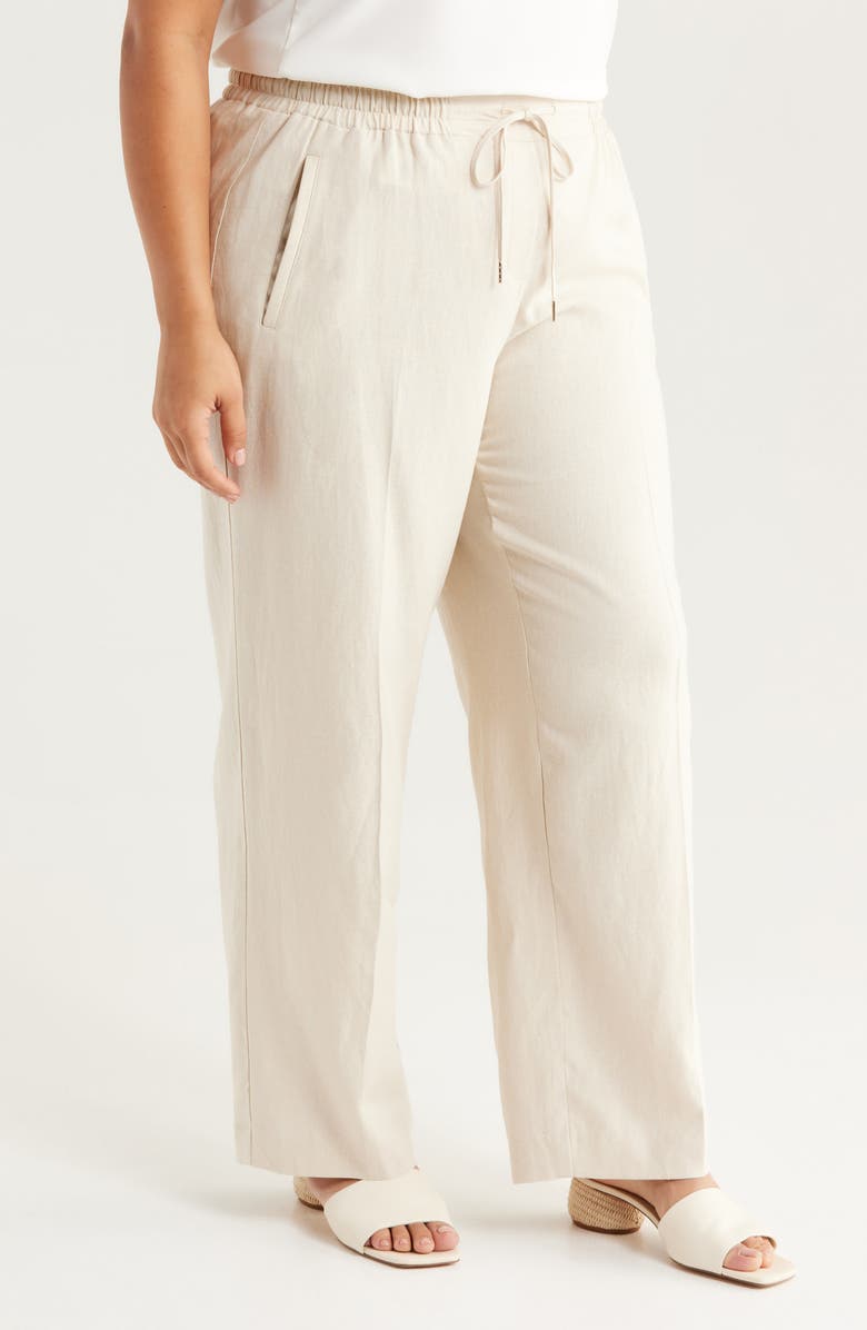 Jones New York Linen Blend Wide Leg Drawstring Pants, Alternate, color, 