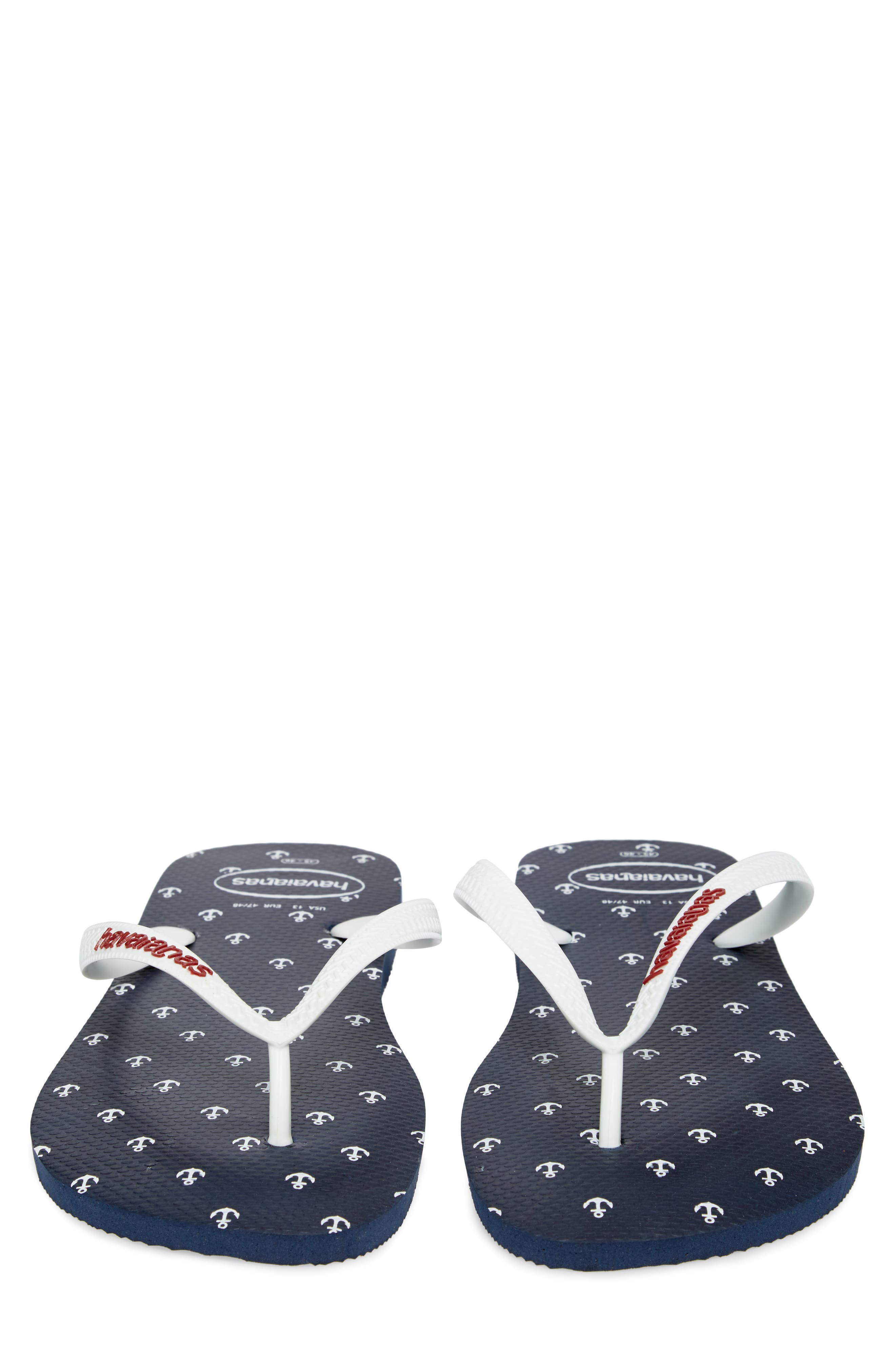 Top Nautical Flip Flop, Alternate, color, NAVY BLUE