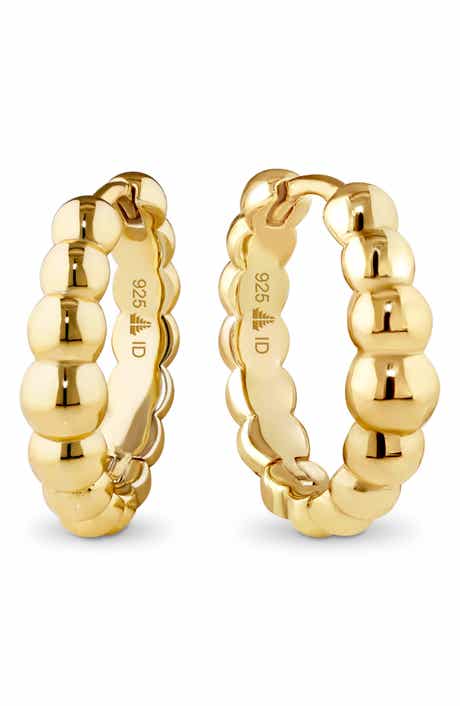 DEVATA Beaded Ball Hoop Earrings