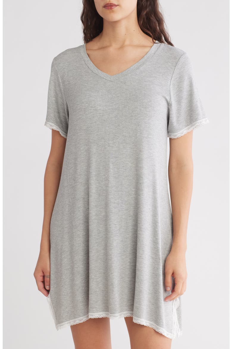 Revival Rib Sleep Shirt, Main, color, HEATHER GREY