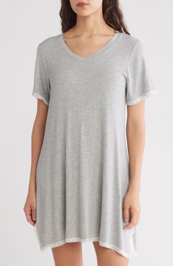 Honeydew Revival Rib Sleep Shirt In Heather Grey