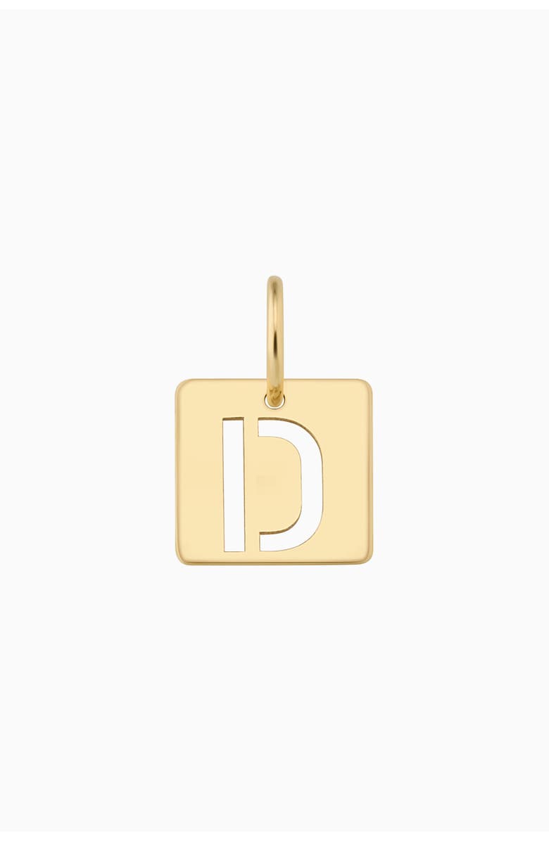 Oradina 14K Yellow Gold Initial Tile Pendant Charm, Main, color, Letter S