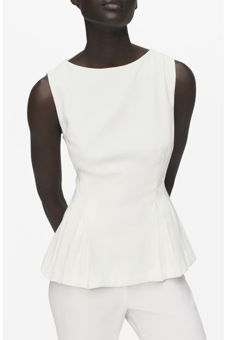 Sleeveless Peplum Top, Main, color, WHITE
