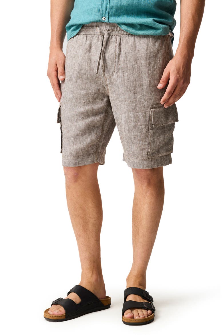 Resort Slub Linen Drawstring Cargo Shorts, Main, color, MOCHA