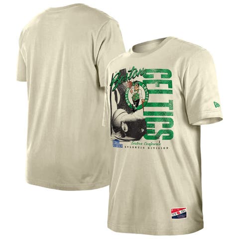 Men's New Era  Cream Boston Celtics Distressed Throwback Vintage Color Pack T-Shirt