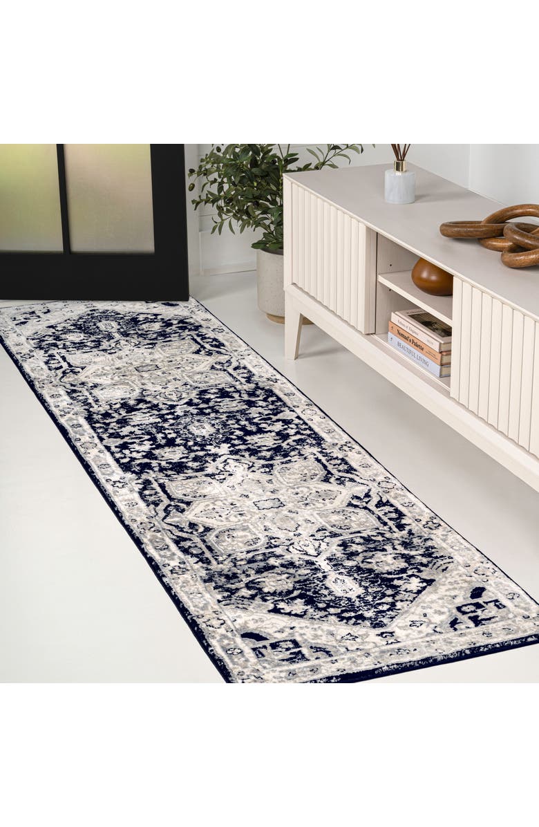 JONATHAN Y Modern Persian Vintage Medallion Area Rug, Alternate, color, Black/Ivory