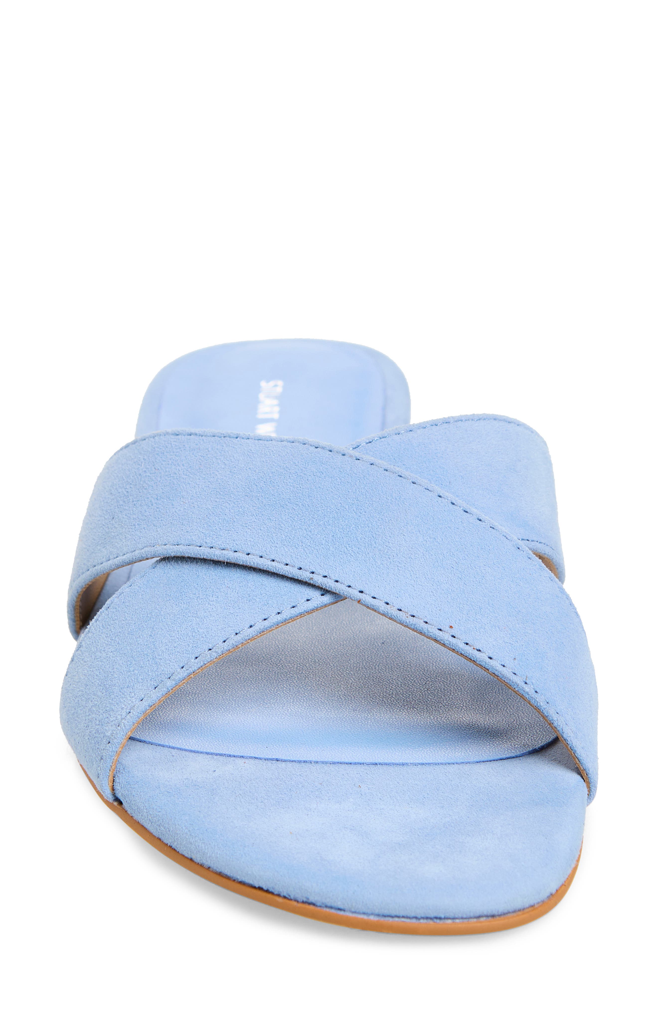 Stuart Weitzman Roza Flat Slide Sandal, Alternate, color, Cornflower