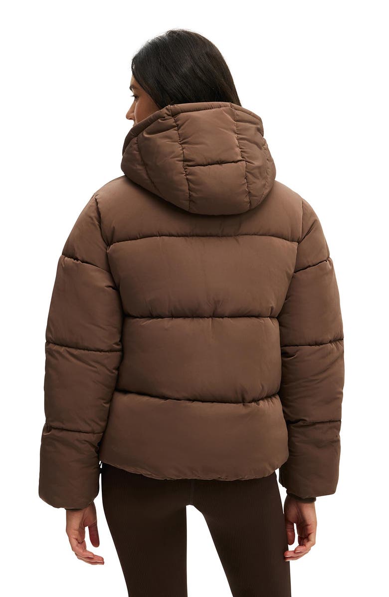 COTTON ON BODY Women's Active The Mother Puffer Removable Hood Jacket, Alternate, color, Deep Taupe