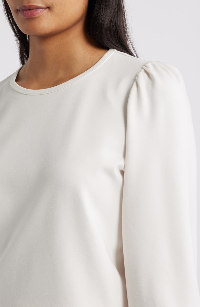 AK ANNE KLEIN Round Neck Top, Alternate, color, White Dove