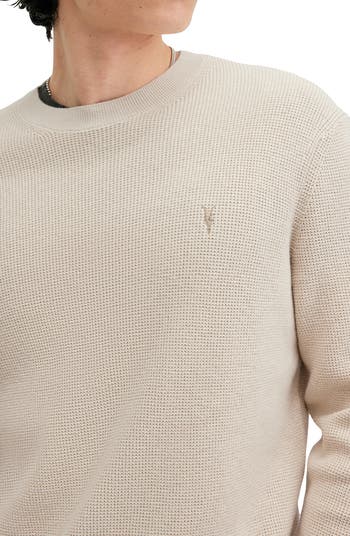Oversize Cotton & Wool Waffle Crewneck Sweater