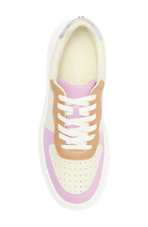 Jslides Fiona Woven Mule In Beige/purple