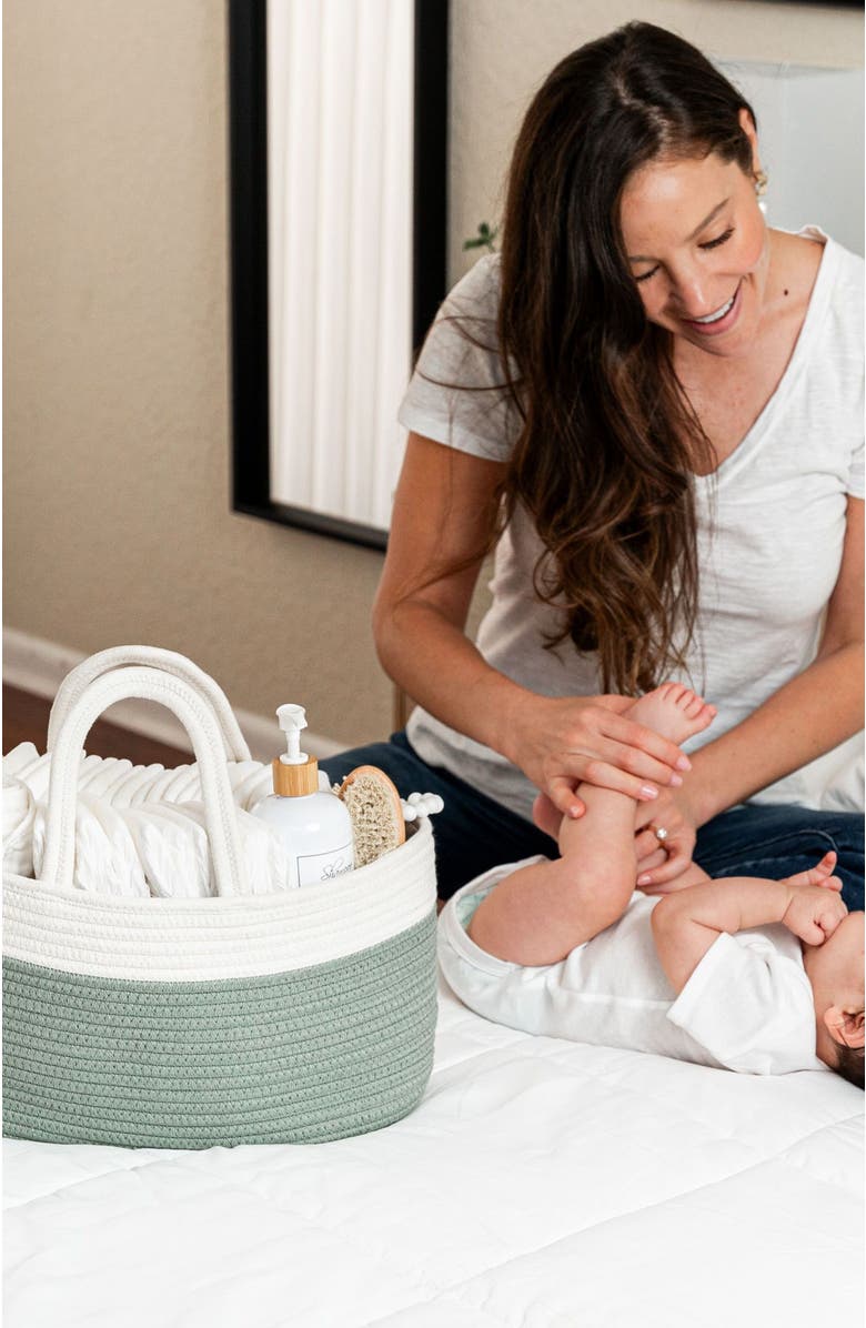 Comfy Cubs Rope Diaper Caddy, Alternate, color, Sage