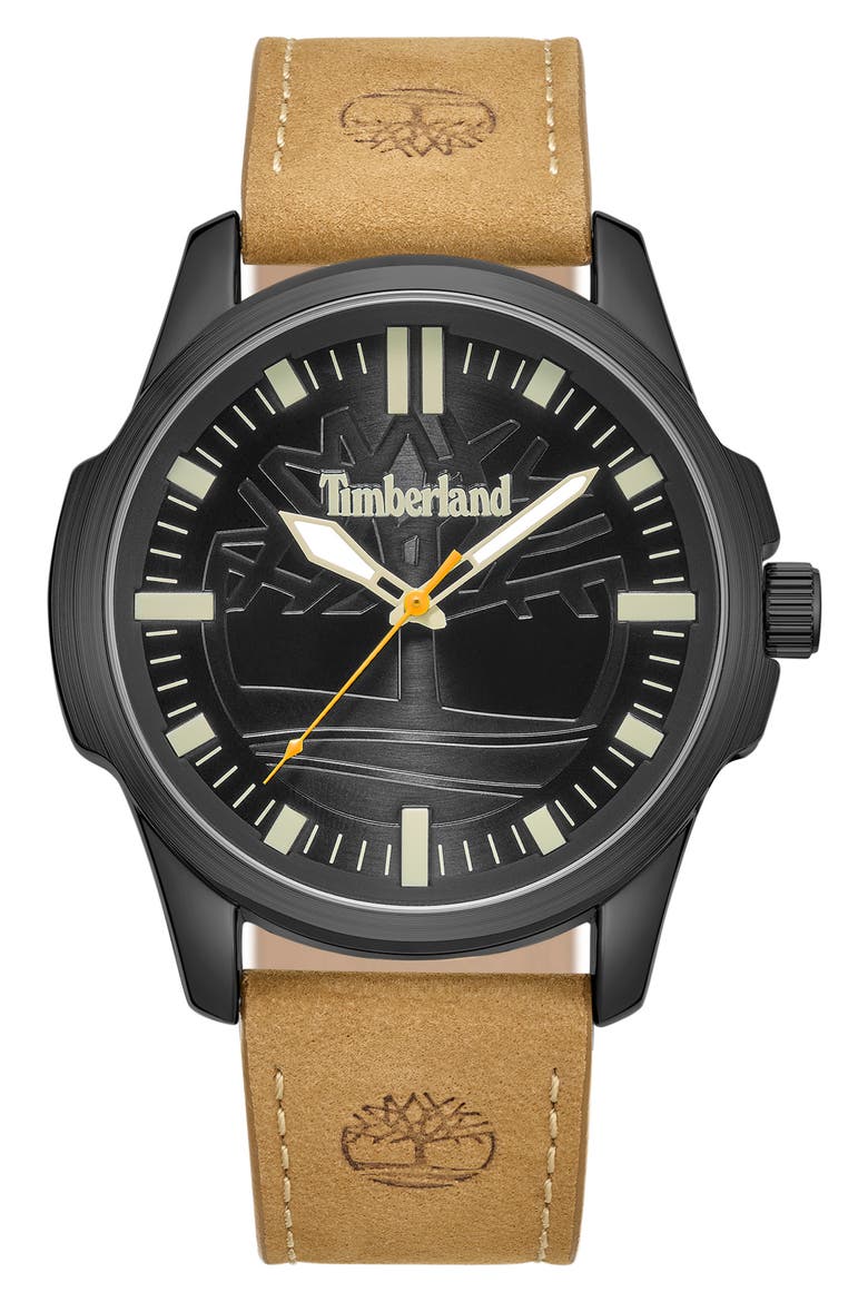 Quartz Analog Watch, Main, color, BLACK/ TAN