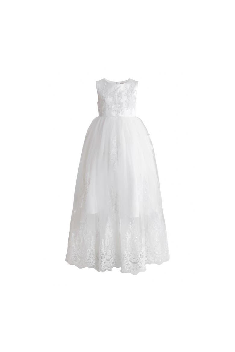 Avalora Lace Tulle Dress, Main, color, White