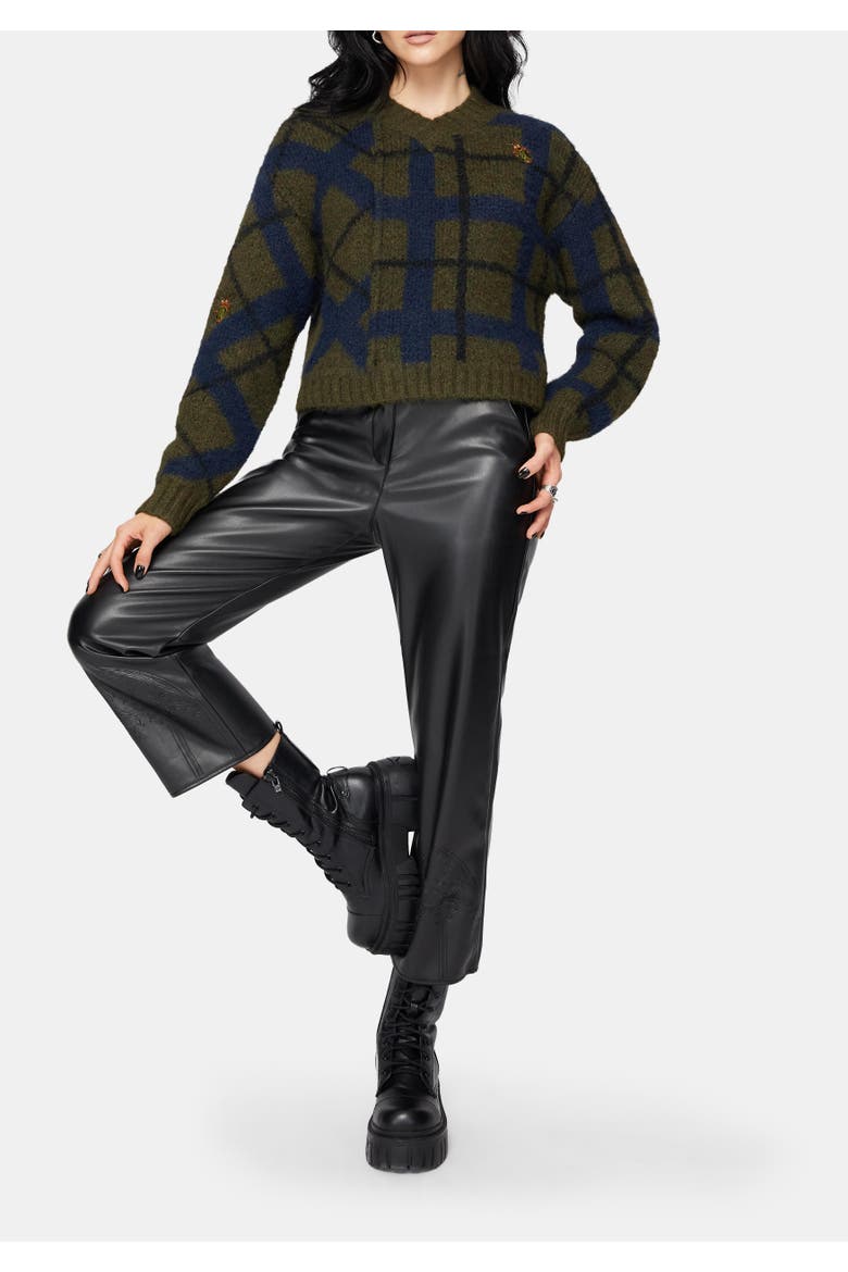 Nelly Spliced Jacquard Cropped Jumper, Alternate, color, Green