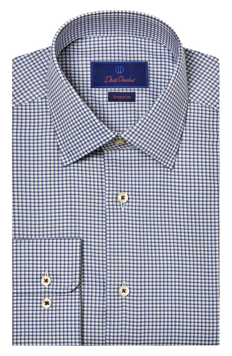 David Donahue Regular Fit Check Cotton Dress Shirt, Main, color,