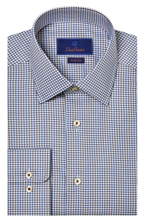 David Donahue Regular Fit Check Cotton Dress Shirt In Chocolate/sky