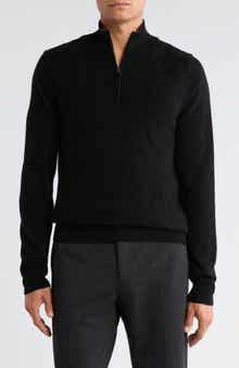 Amicale Jacquard Cashmere Quarter Zip Sweater
