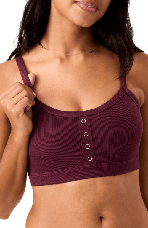 Kindred Bravely Busty Ribbed Pumping Bralette In Burgundy