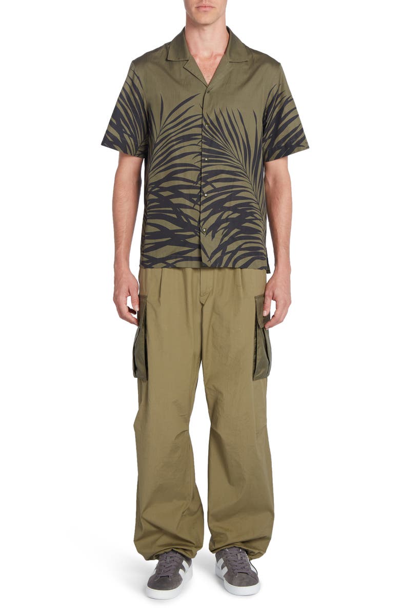 Moncler Fern Print Cotton Poplin Camp Shirt, Alternate, color, 