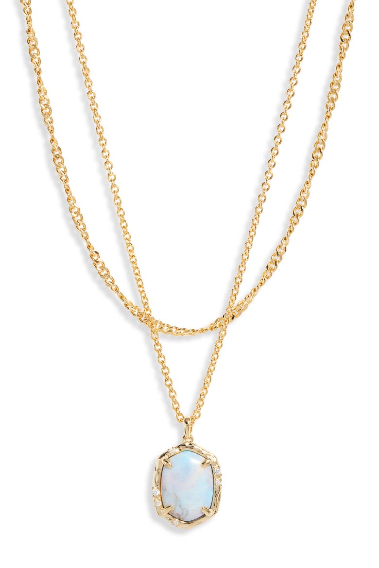 Daphne Layered Coral Pendant Necklace, Main, color, GOLD LIGHT BLUE MAGNESITE