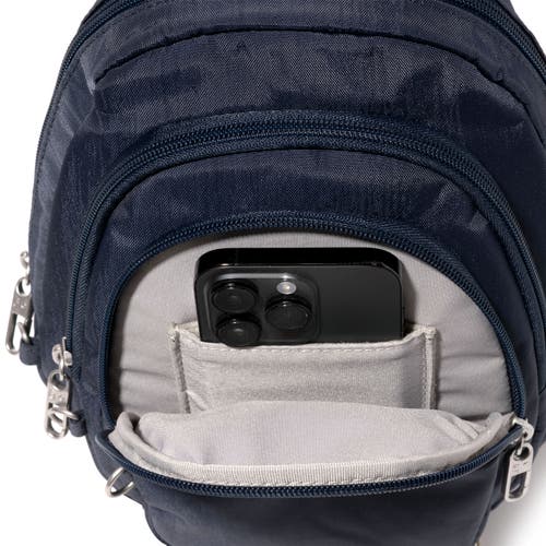 Baggallini Securtex Anti-theft Multi Zip Sling In Blue
