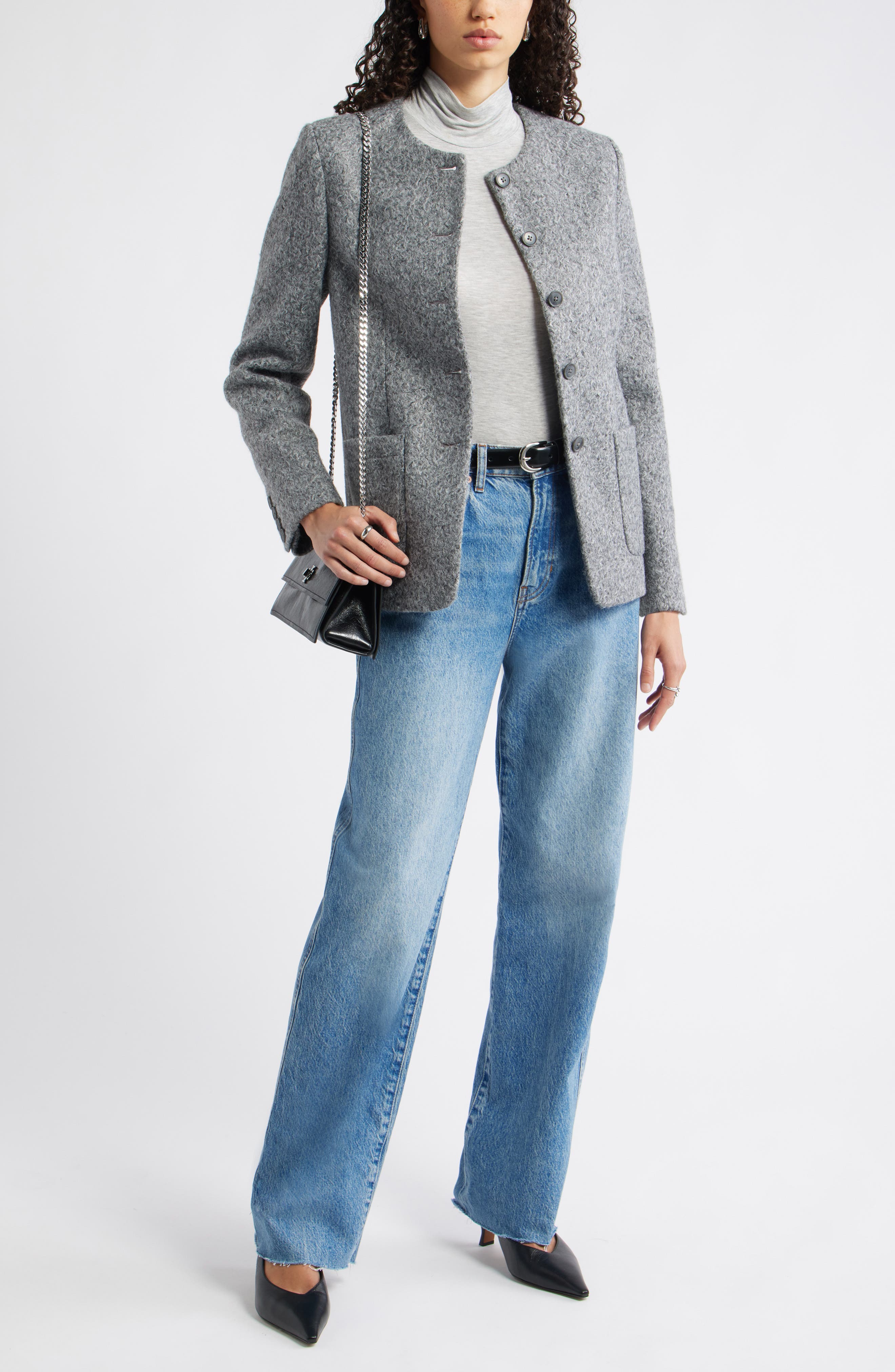 Textured Collarless Jacket - image 2