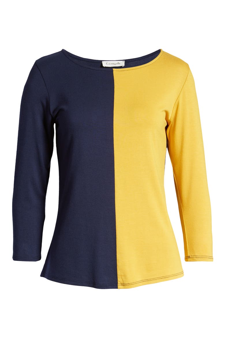 Colorblock Top, Alternate, color, NAVY/ YELLOW
