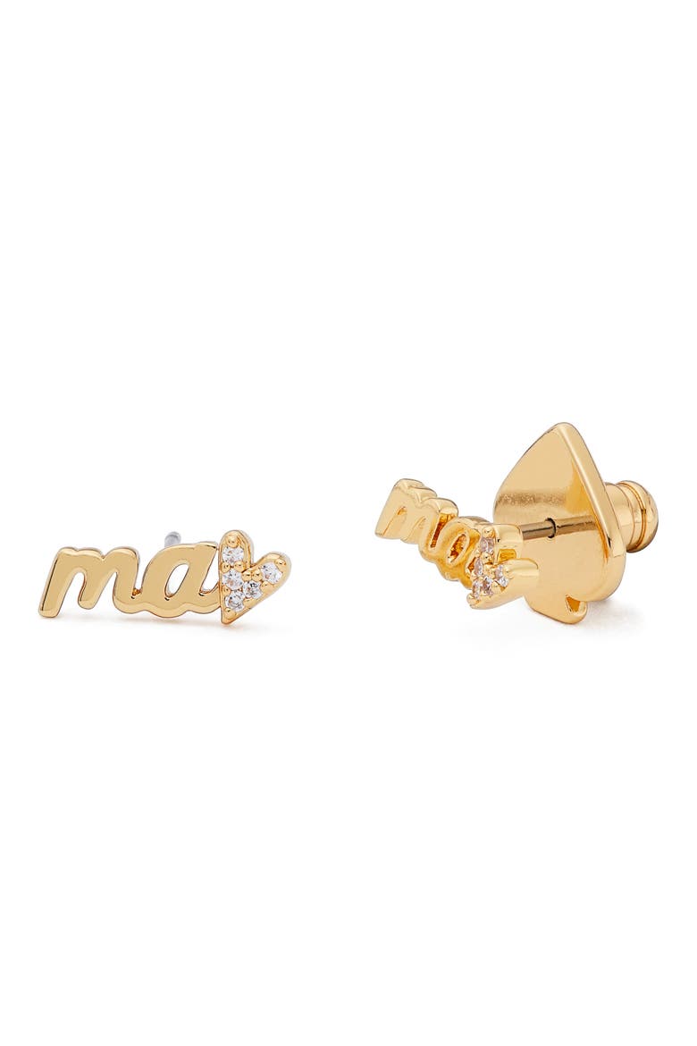 mama mini stud earrings, Main, color, CLEAR/ GOLD