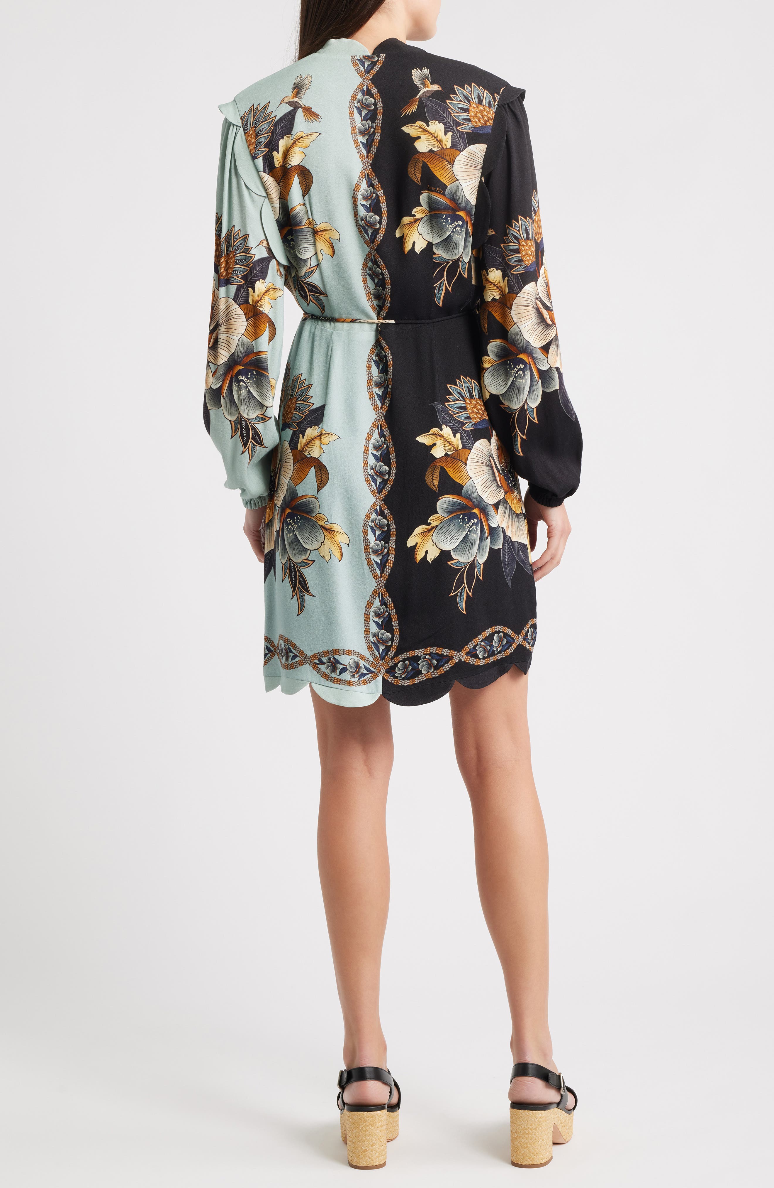 blue snake garden long sleeve mini dress Snake Garden Mini Dress