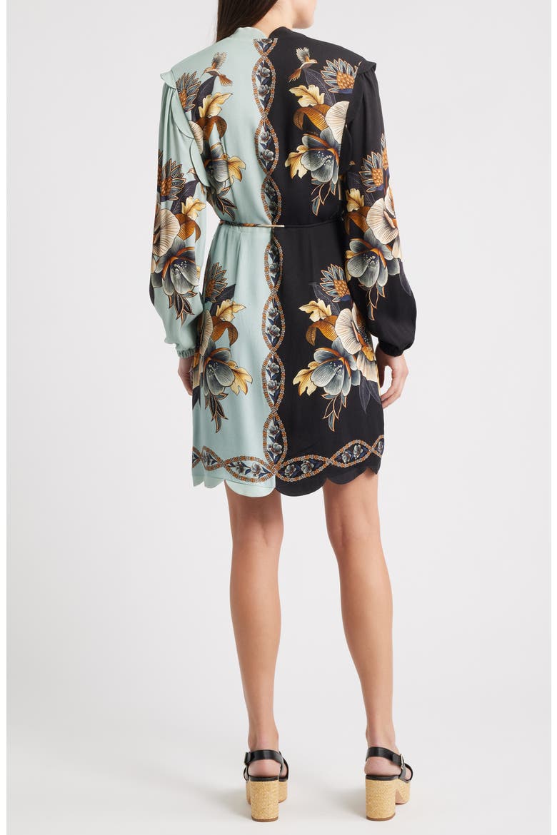 Snake Garden Mix Print Long Sleeve Wrap Dress, Alternate, color, BLACK