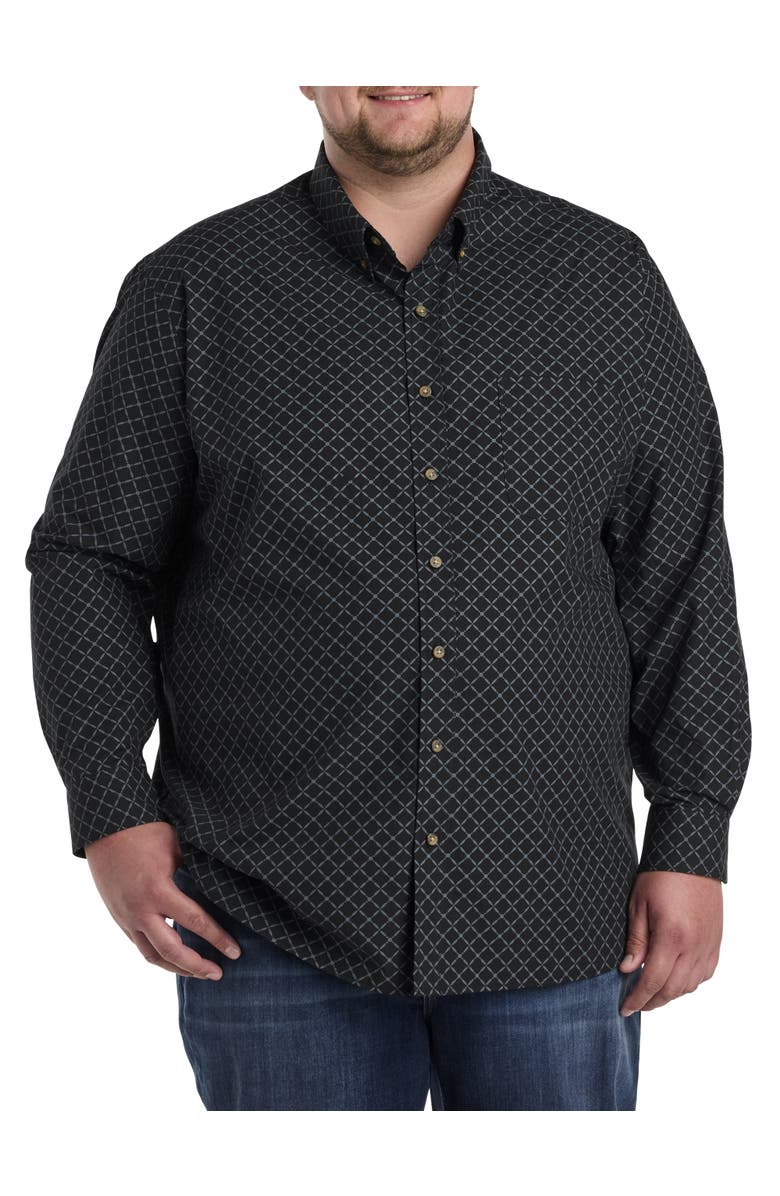 Harbor Bay by DXL Big & Tall Easy-Care Geometric Print Sport Shirt, Alternate, color,