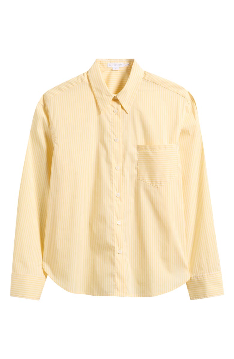 Good American Boxy Stripe Cotton Poplin Blend Button-Up Shirt, Main, color, Butterbeam Stripe