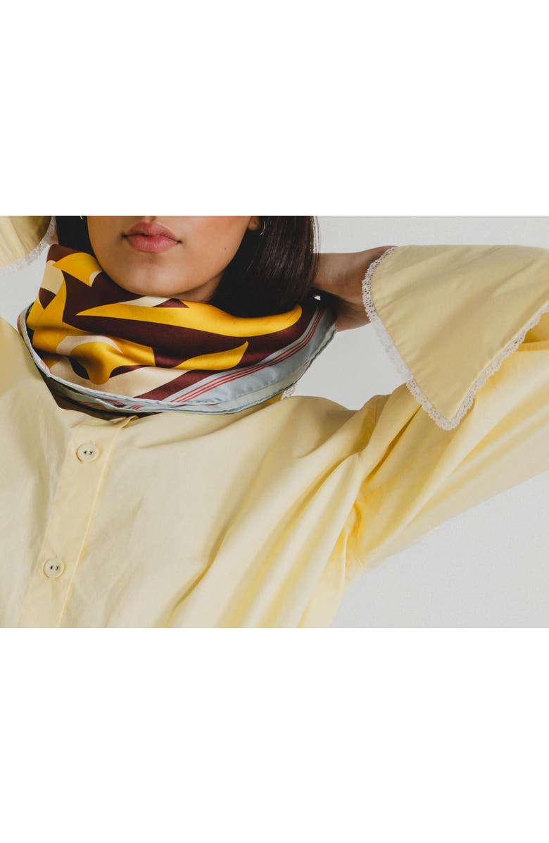 Alas Small Bandana Silk Scarf, Alternate, color, Print 'Apeel'