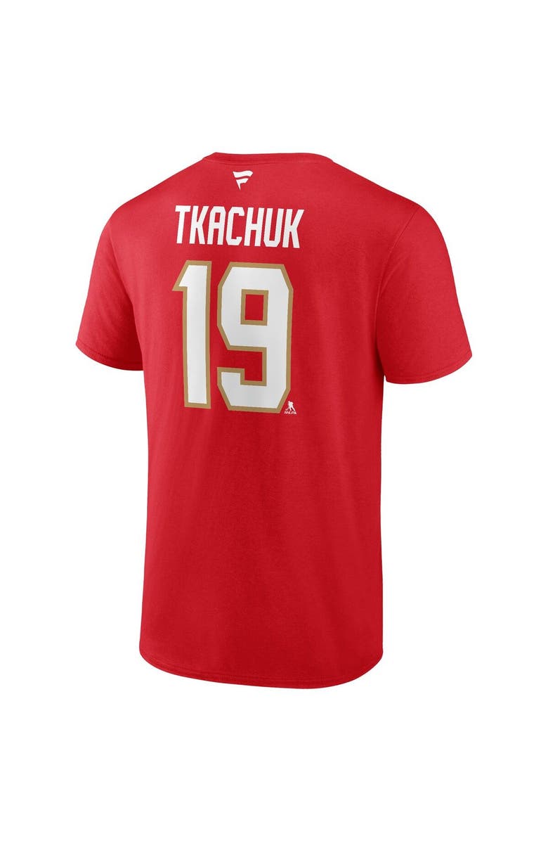 FANATICS Men's Fanatics Branded Matthew Tkachuk Red Florida Panthers Authentic Stack Name & Number T-Shirt, Alternate, color, 