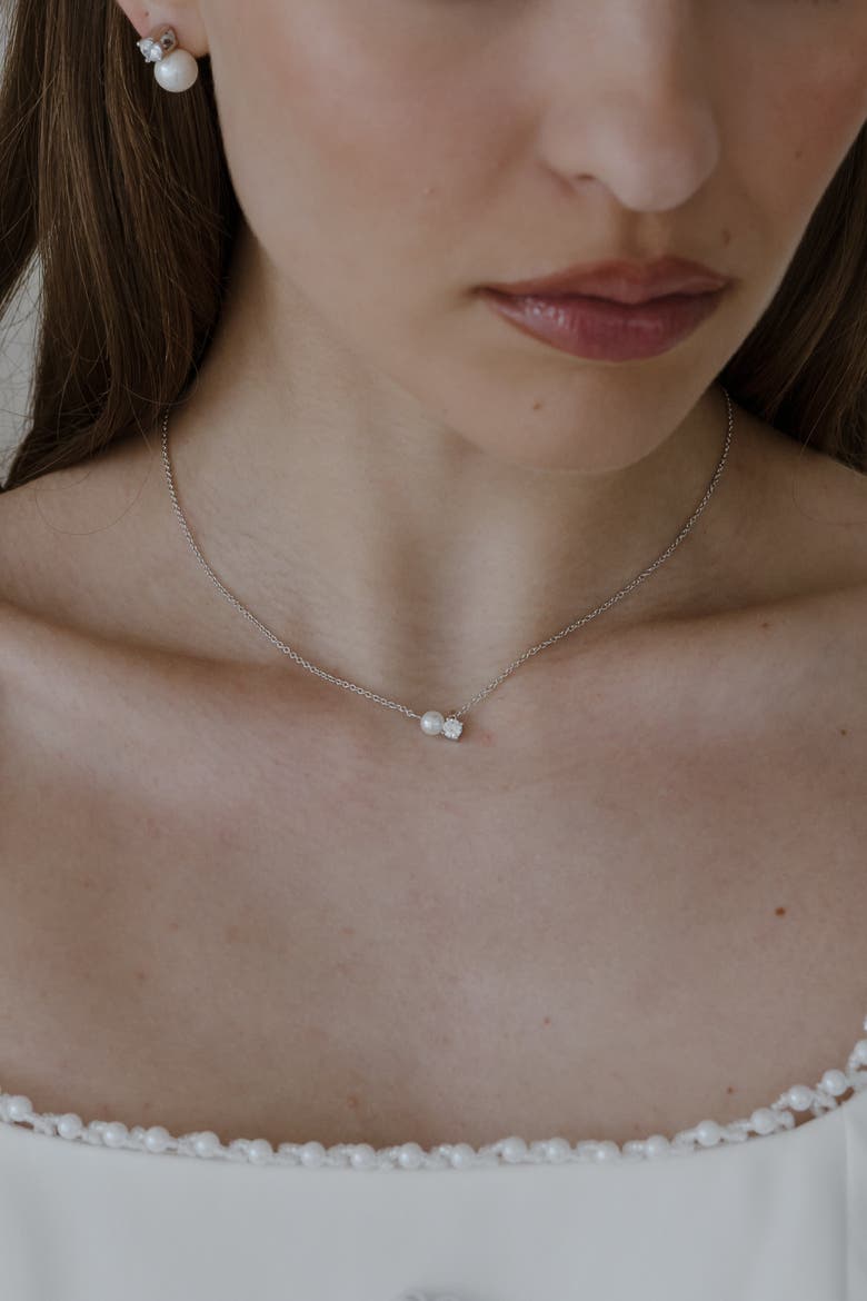 Evermore Pearl and Crystal Necklace, Main, color, Metallic Gold