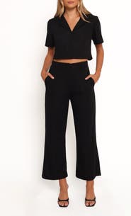 Petal & Pup Element Short Sleeve Crop Shirt & Flare Leg Pants Set