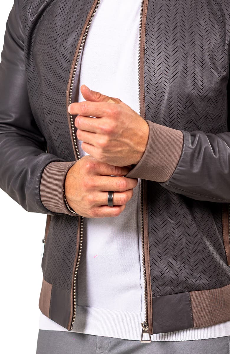 Maceoo Lambskin Leather Bomber Jacket, Alternate, color, 