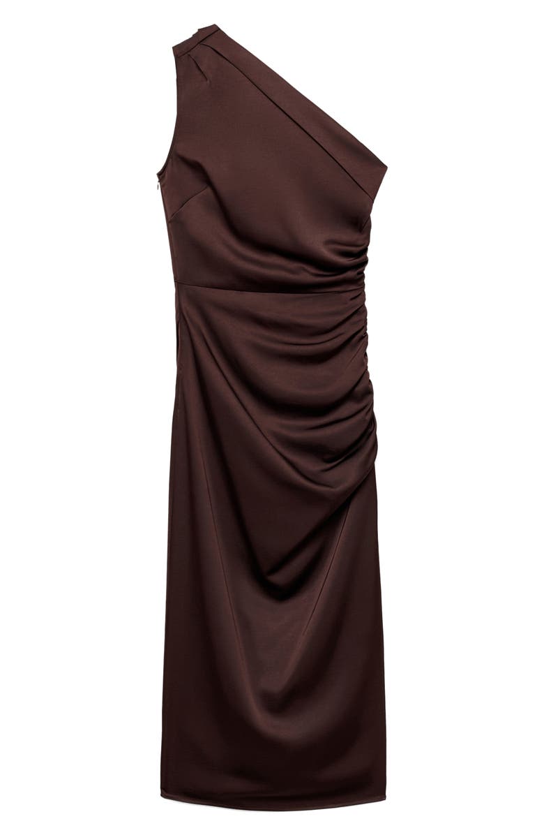 MANGO Ruched One-Shoulder Midi Dress, Alternate, color,