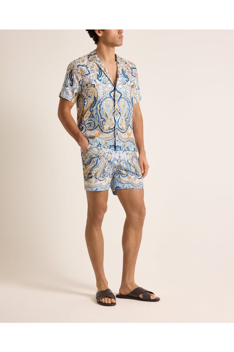Maitan Silk Relaxed Fit Silk Fairground Shirt, Main, color, Multi/Blue