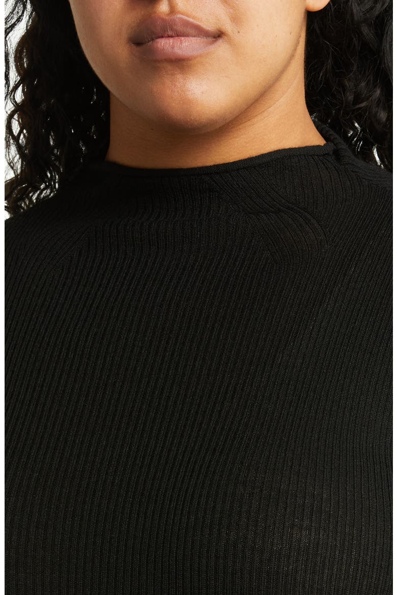 Rib Mock Neck Sweater, Alternate, color, BLACK