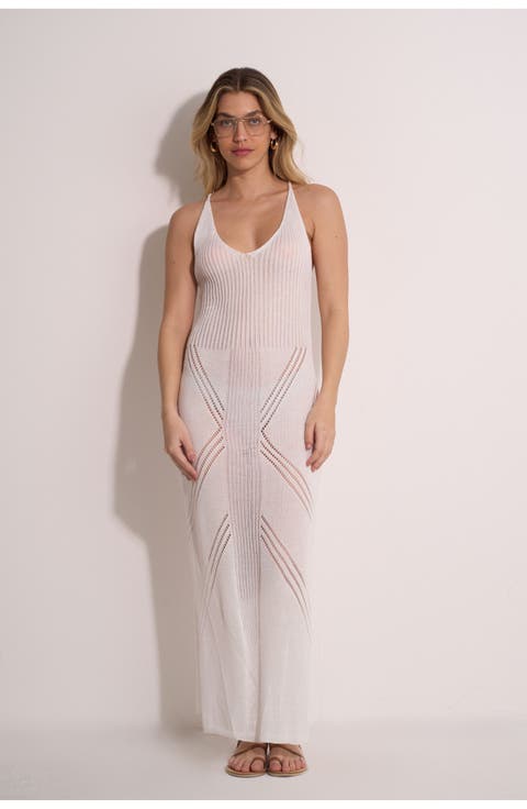 Geometric Crochet Maxi Dress Cover-Up
