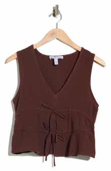 Ellen Tracy Tie Front Cotton Gauze Crop Tank