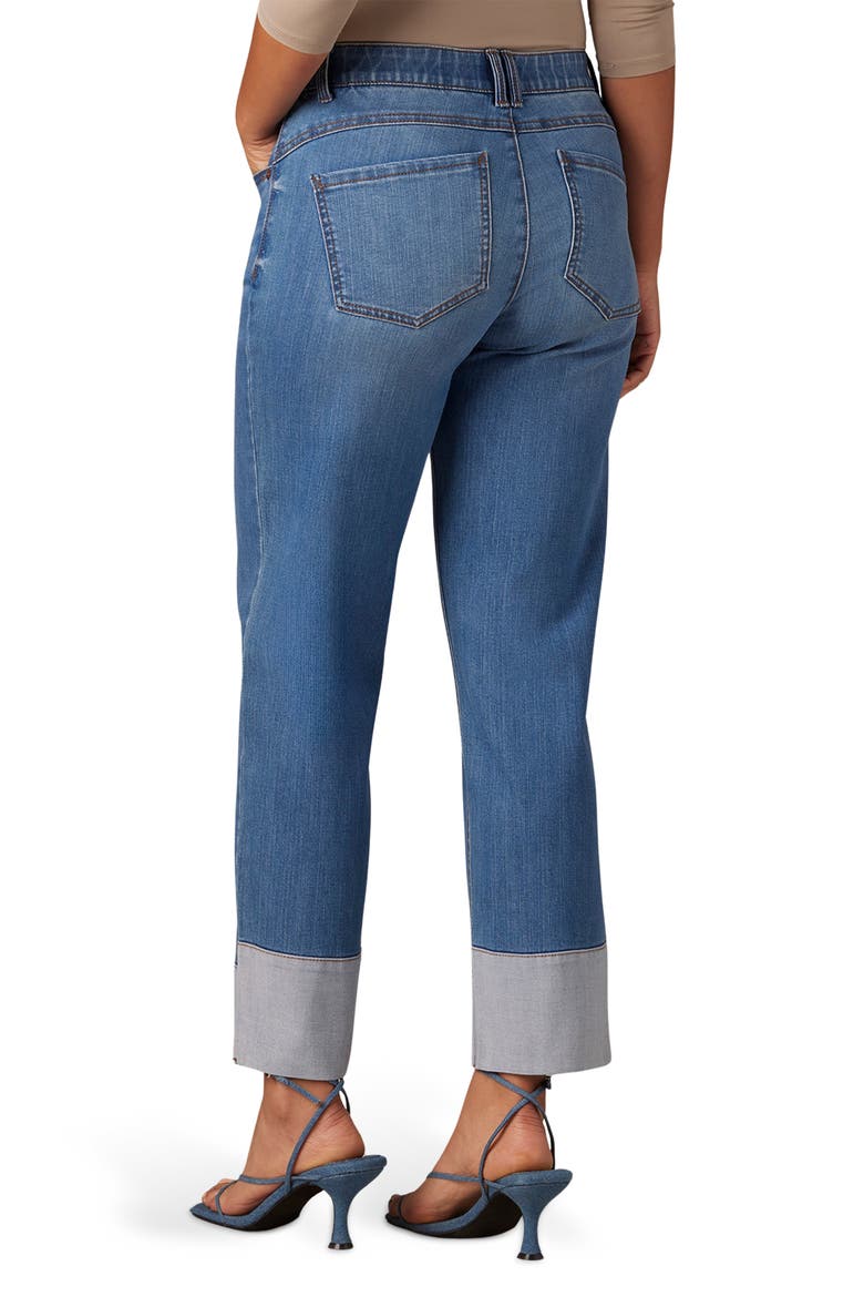 High Waist Cuff Hem Jeans, Alternate, color, MID BLUE