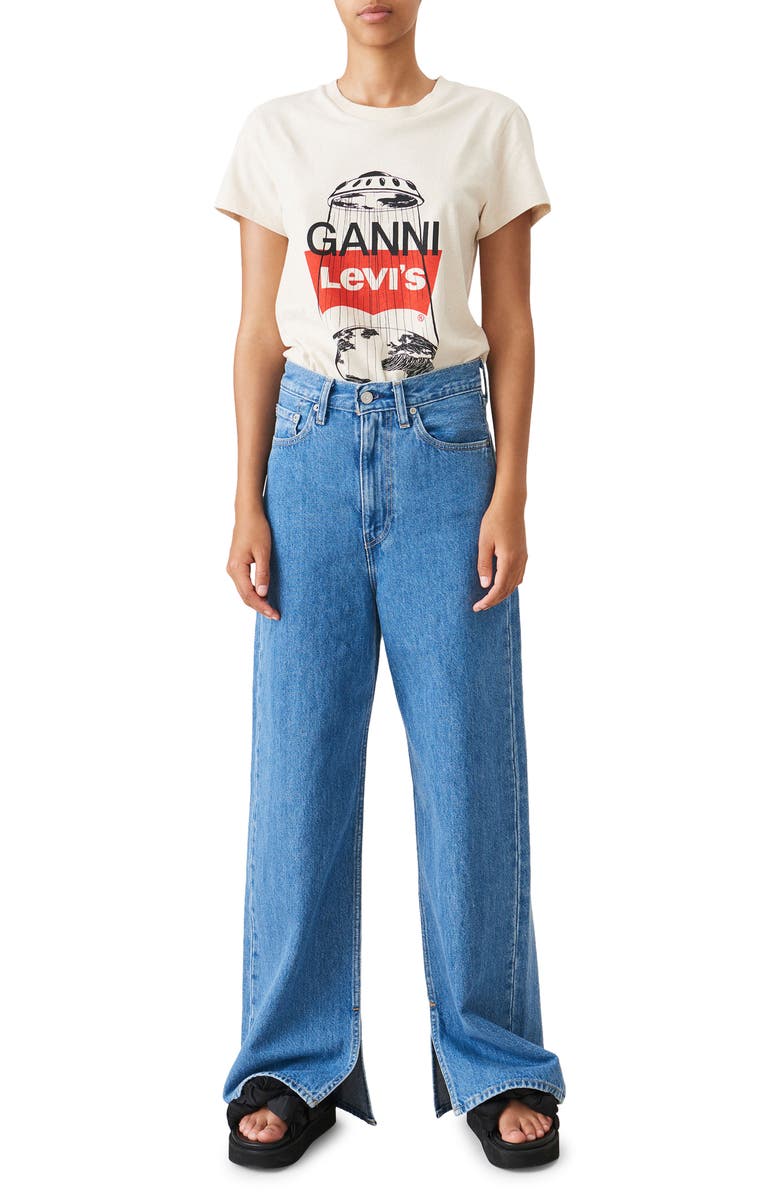 Ganni x Levi's<sup>®</sup> High Waist Wide Leg Jeans, Alternate, color,